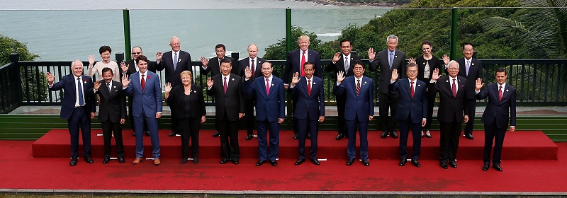 during a leader's meeting at the 25th Asia-Pacific Economic Cooperation (APEC) summit in Da Nang, Vietnam, 11 November 2017. The APEC summit brings together world leaders from its 21 member nations and is being hosted for the second time by Vietnam, the first being in 2006.