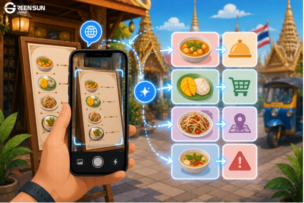 Intro Image - Google Translate camera translating Thai text from a restaurant menu into Japanese