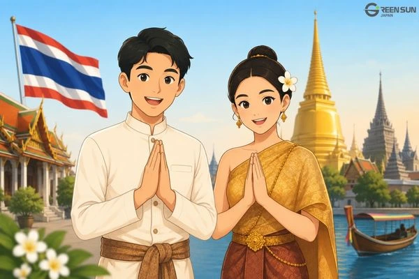 Intro Image - Thai thank you phrase khop khun with khrap and kha for polite everyday communication