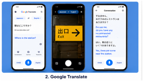 Google Translate app with Japanese camera and voice translation